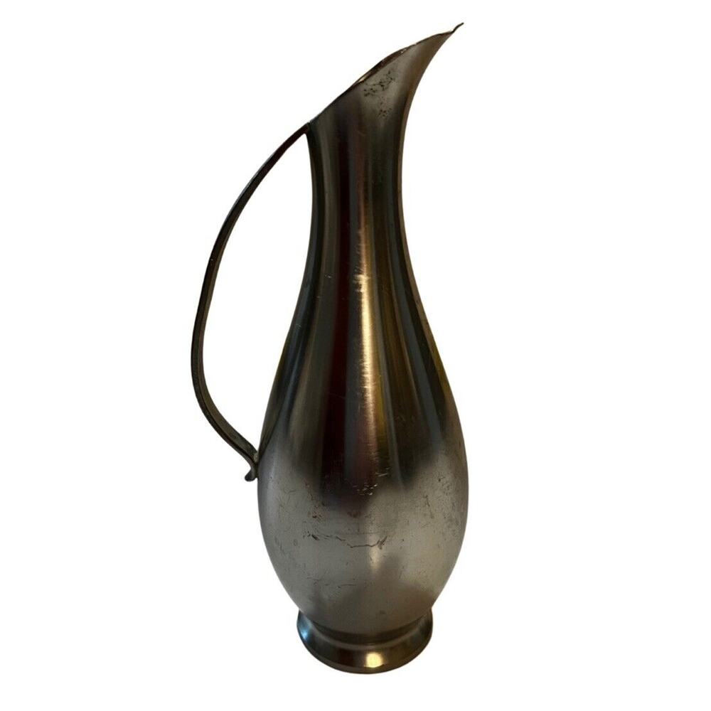 Vintage Royal Holland Pewter Daalderop Pitcher Vase Mid-Century Modern Style 8”